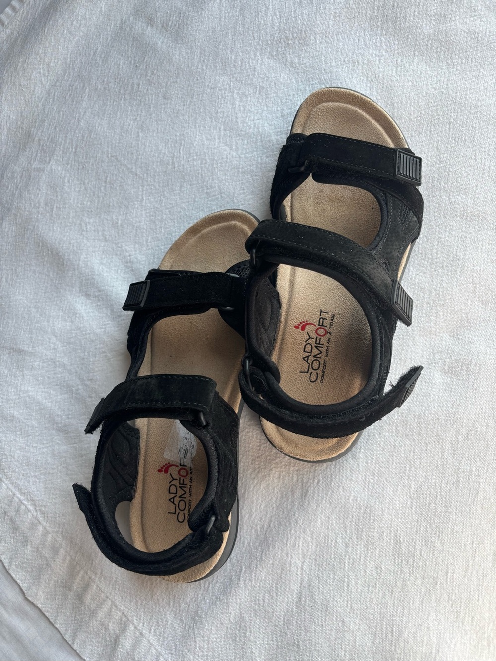 Women’s Black Comfort Sandals – Soft Cushioned Footbed Adjustable Straps, Brazil